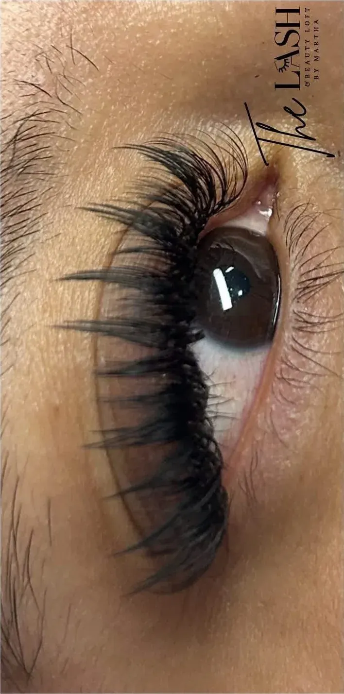 Close up of a classic lash extension set by Martha